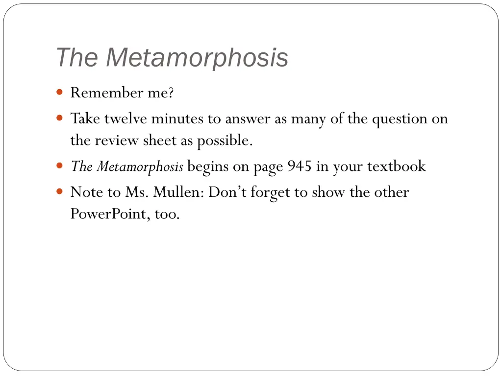 the metamorphosis