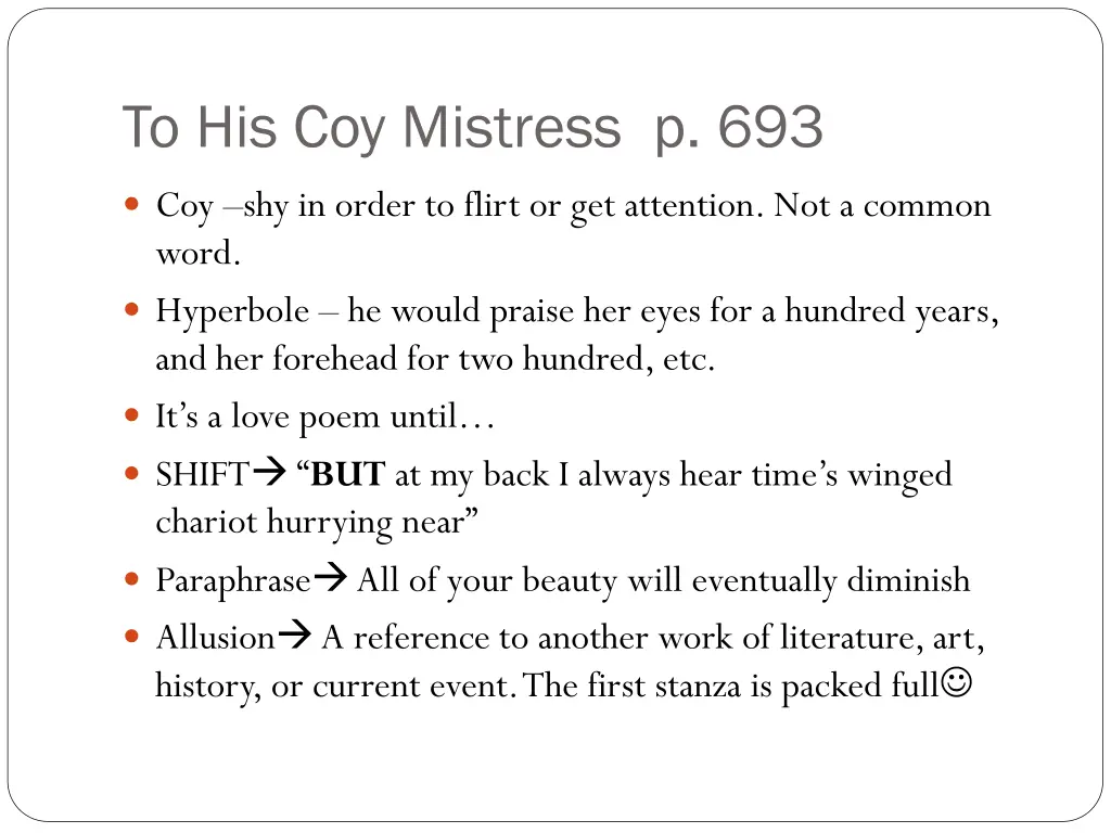 to his coy mistress p 693