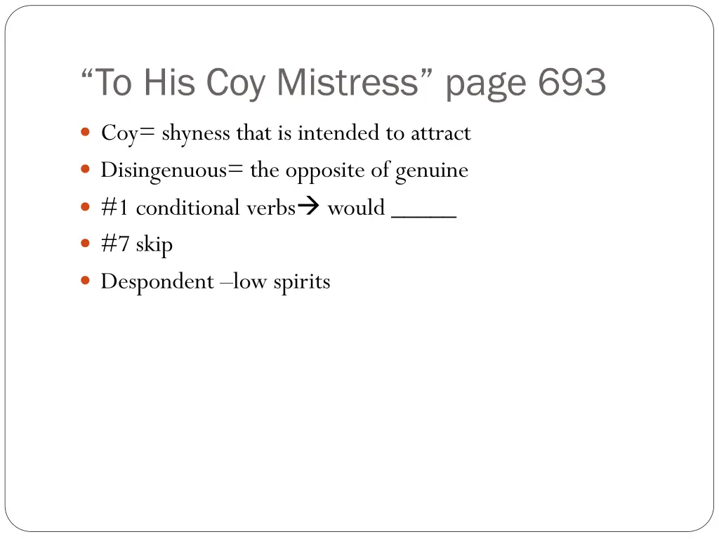 to his coy mistress page 693