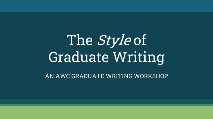 the style of graduate writing