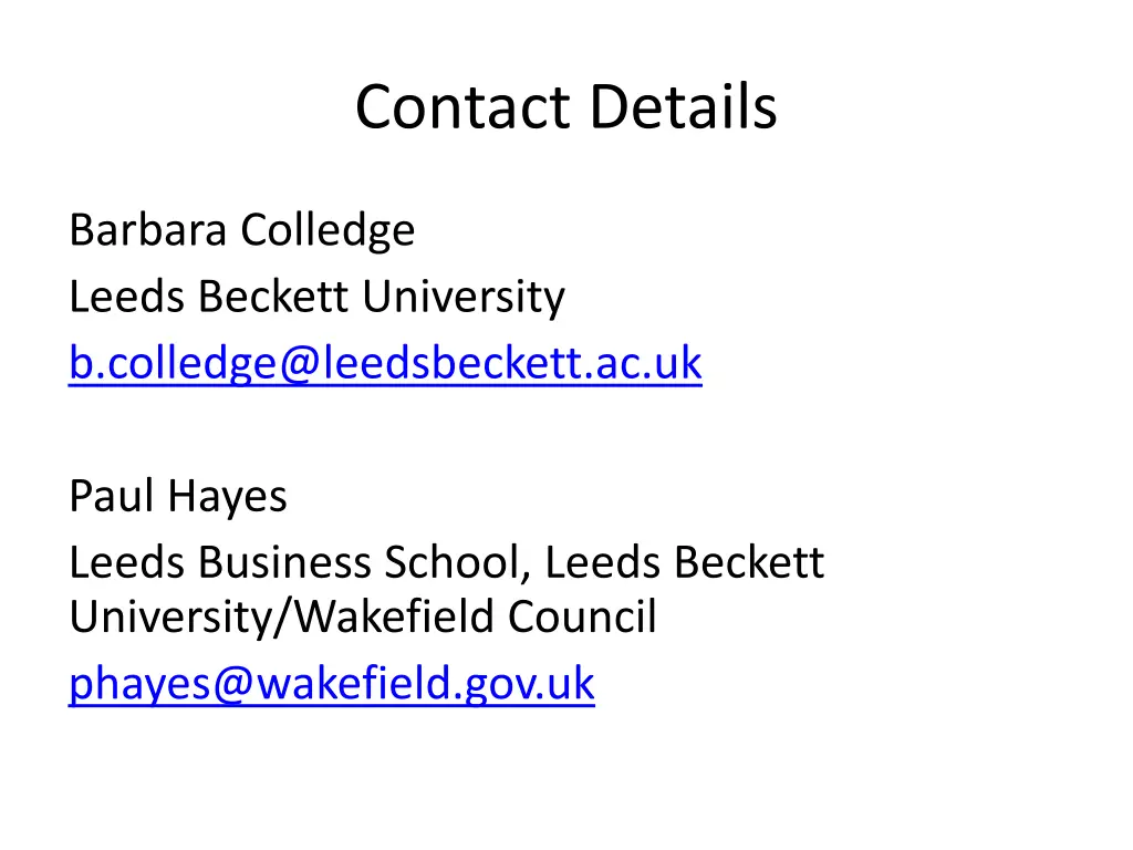 contact details