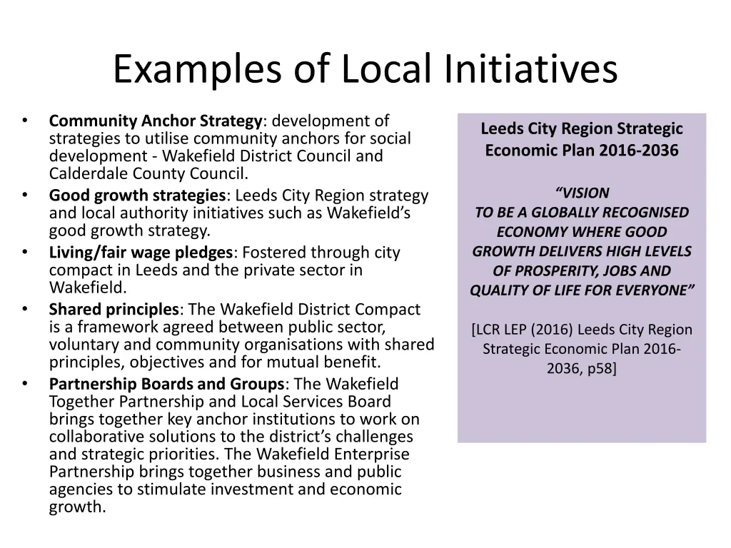 examples of local initiatives