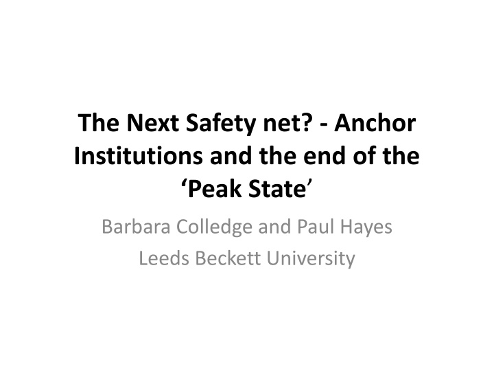 the next safety net anchor institutions