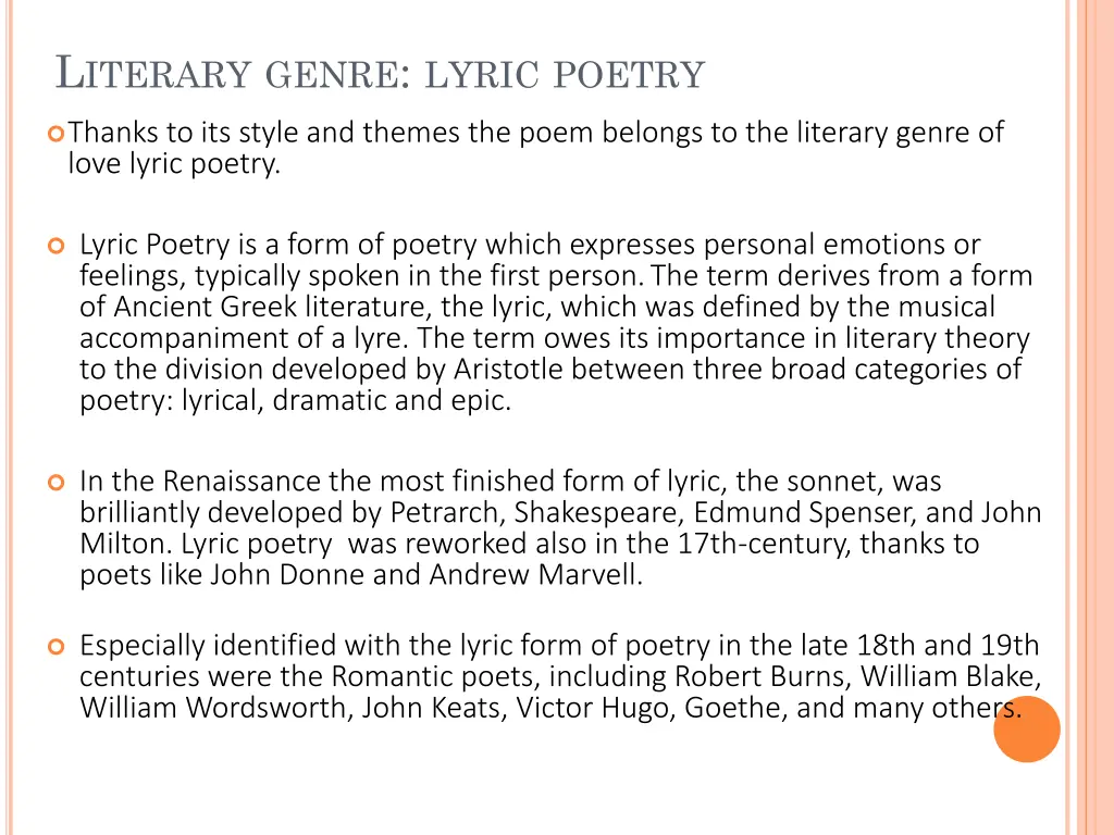 l iterary genre lyric poetry