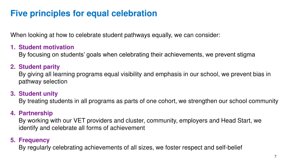 five principles for equal celebration