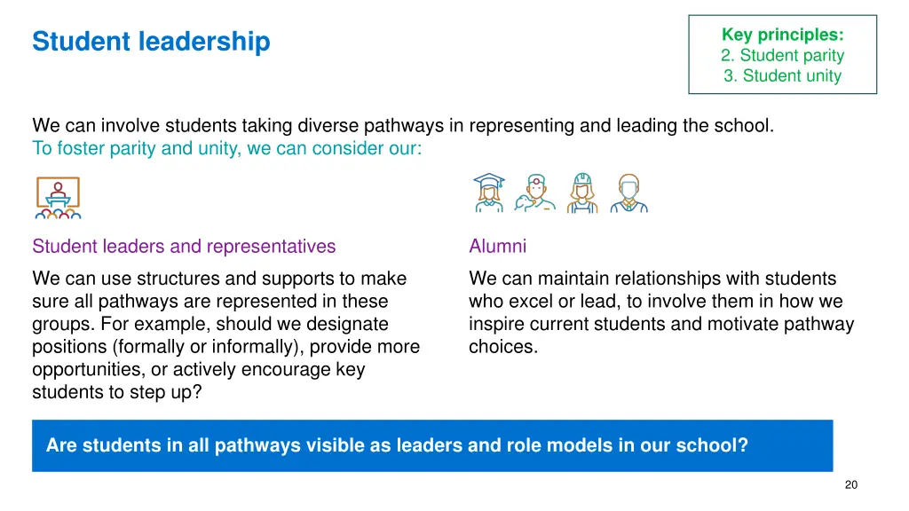 key principles 2 student parity 3 student unity