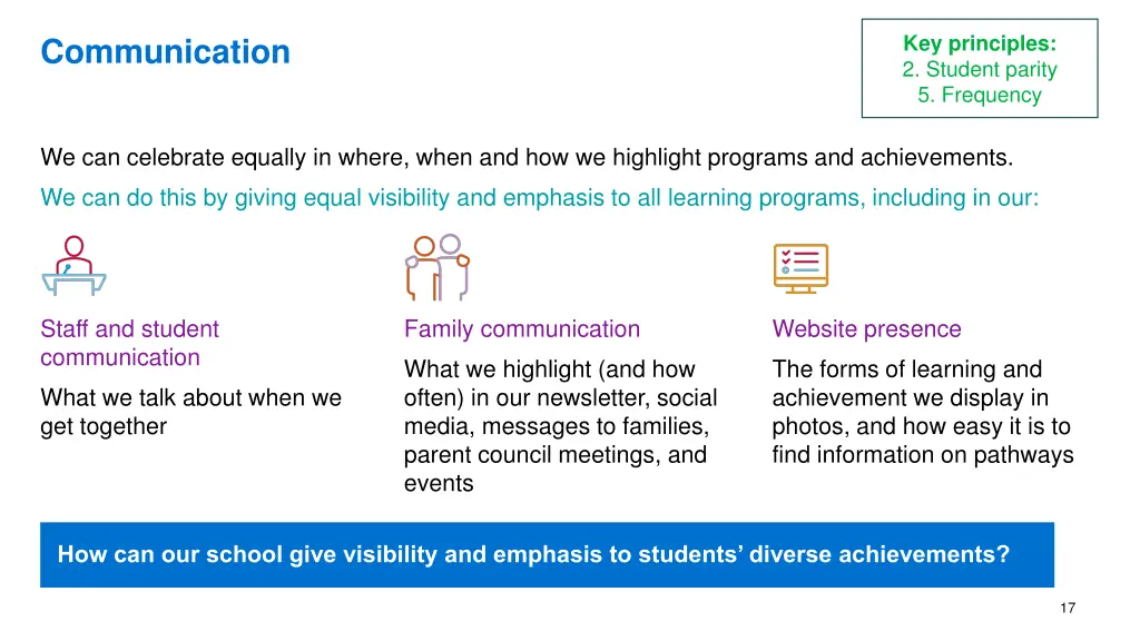 key principles 2 student parity 5 frequency