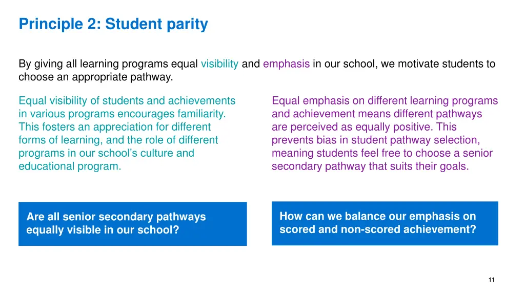 principle 2 student parity