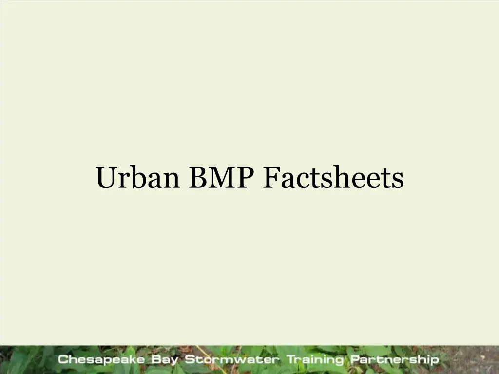 urban bmp factsheets