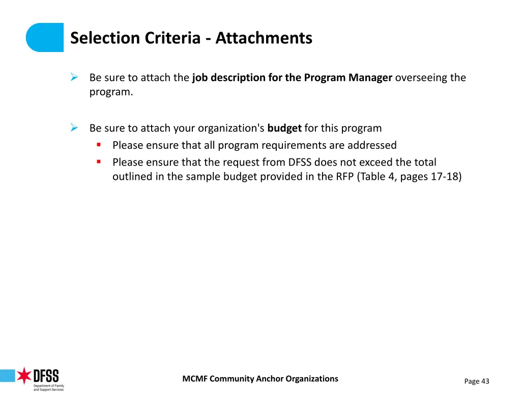 selection criteria attachments