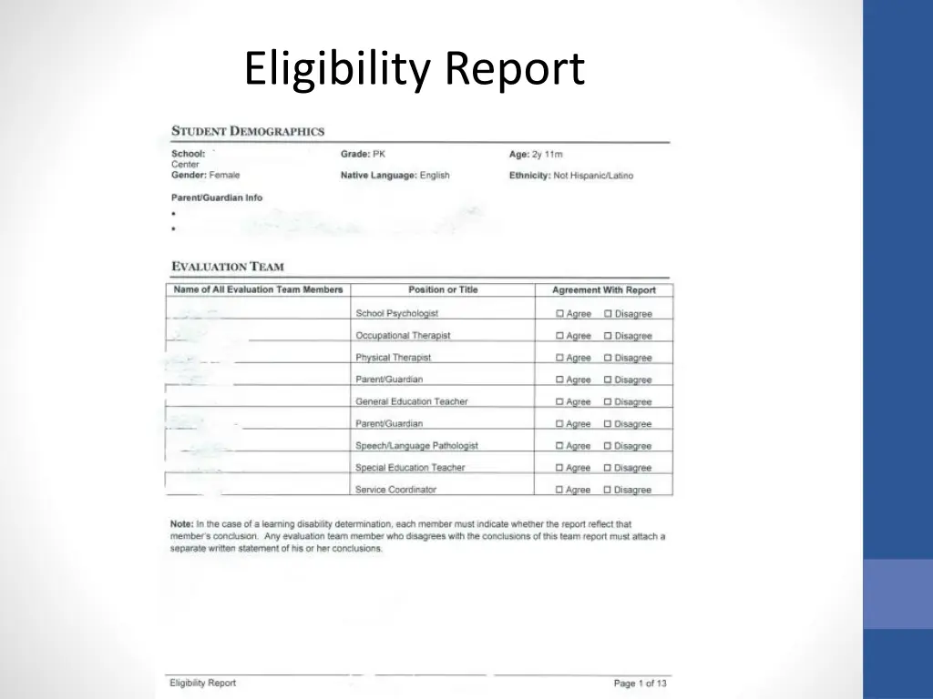 eligibility report