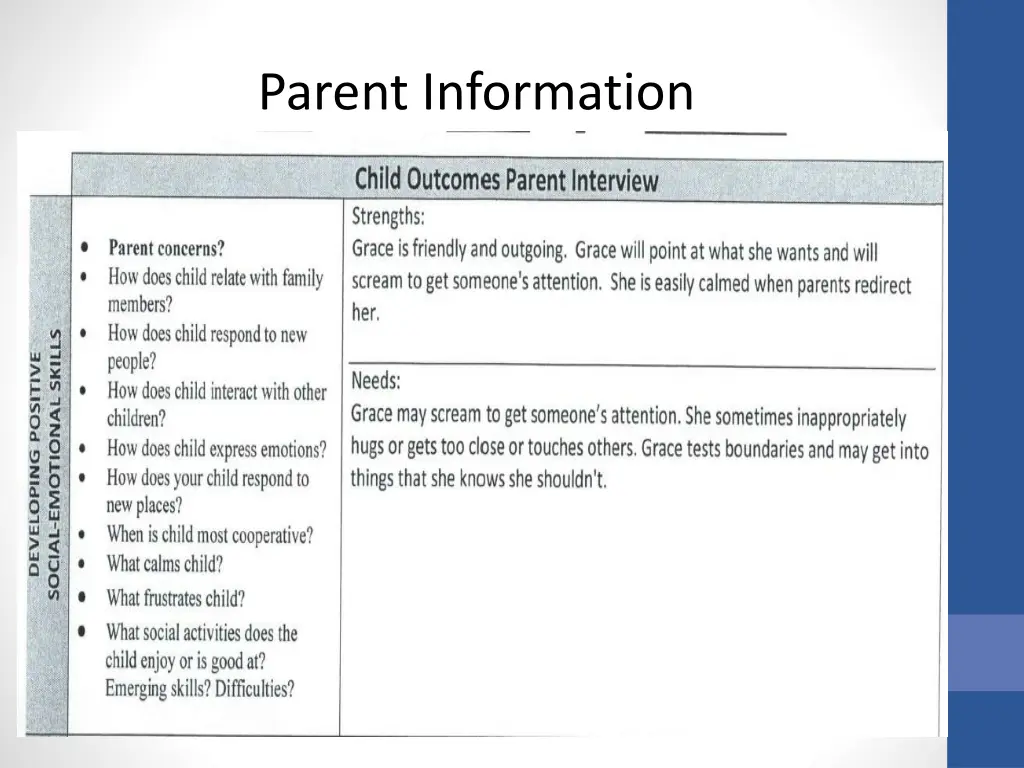 parent information