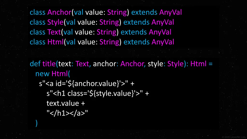 class anchor val value string extends anyval