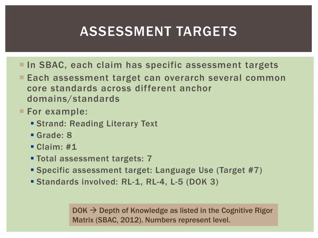 assessment targets