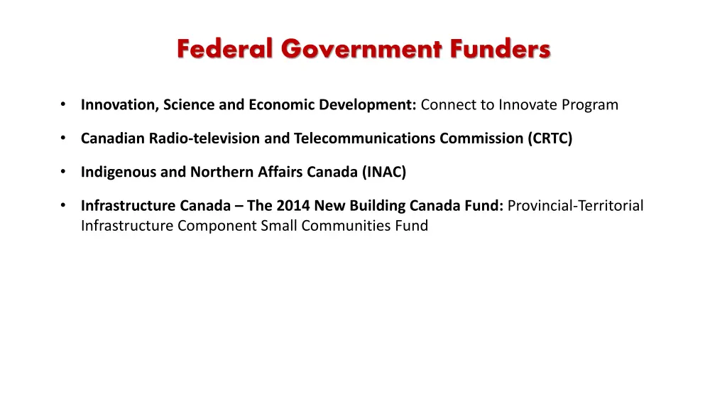 federal government funders