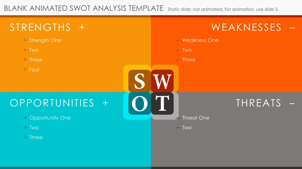 blank animated swot analysis template static