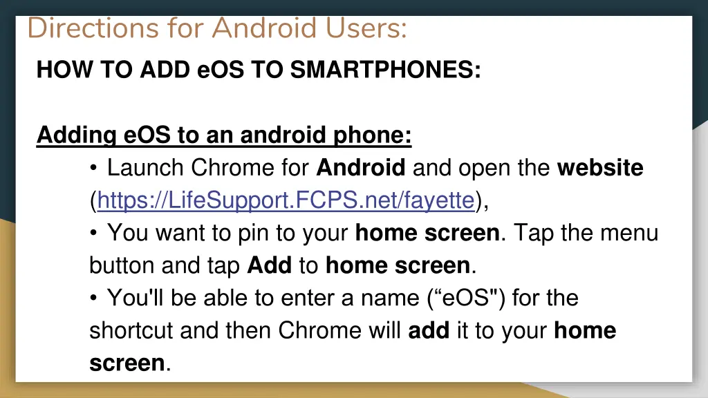 directions for android users