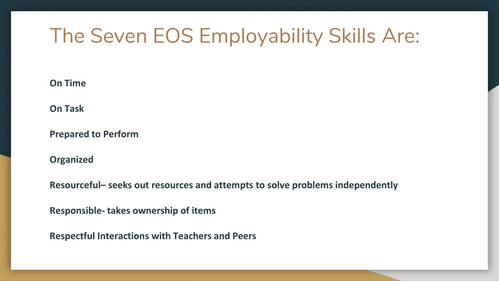 the seven eos employability skills are