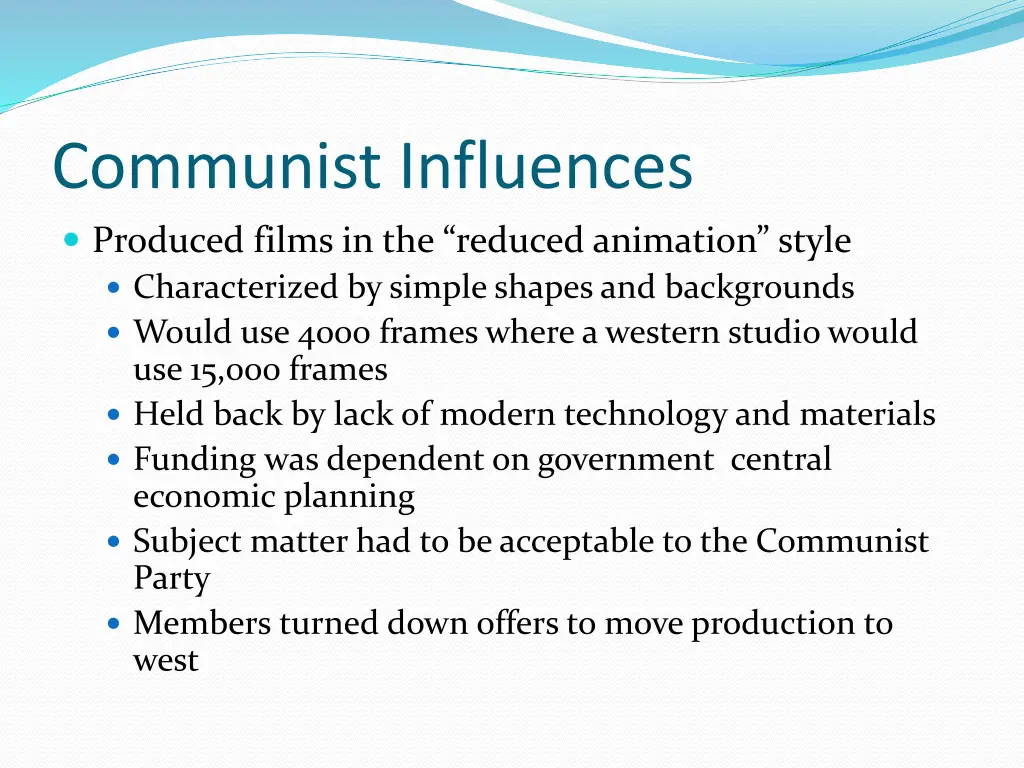 communist influences produced films