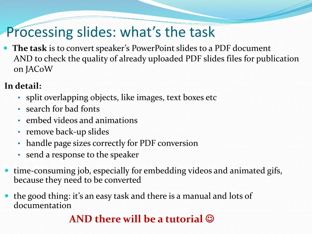 processing slides what s the task the task