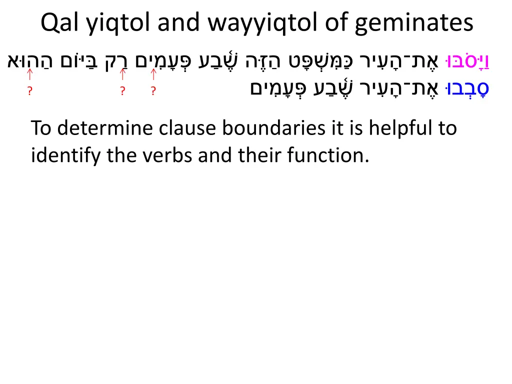 qal yiqtol and wayyiqtol of geminates 4