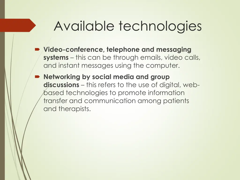 available technologies 1