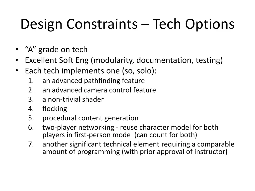 design constraints tech options