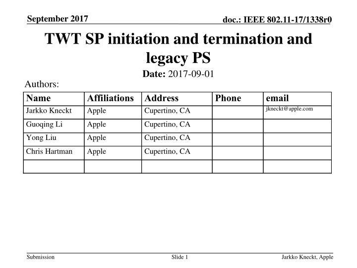 september 2017 twt sp initiation and termination