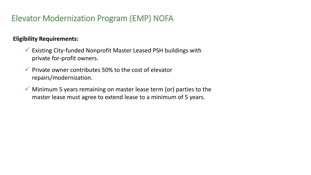 elevator modernization program emp nofa elevator 2