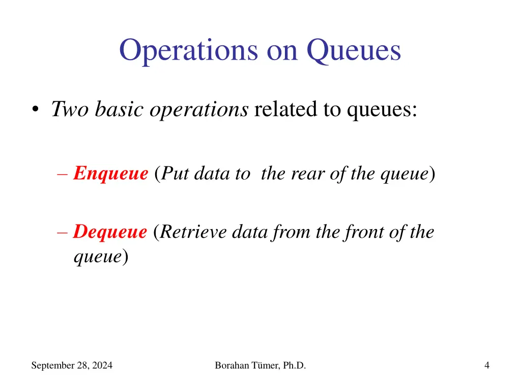 operations on queues