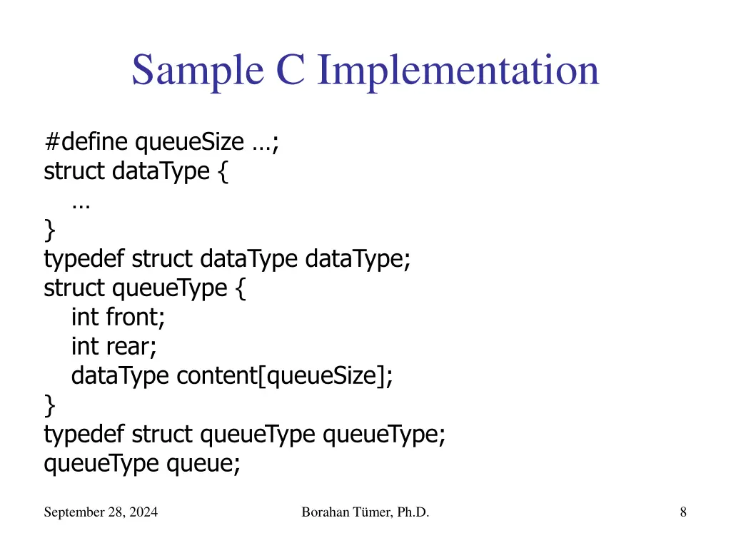 sample c implementation