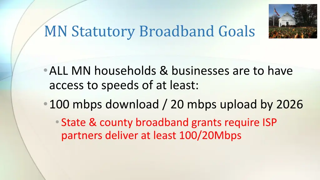 mn statutory broadband goals