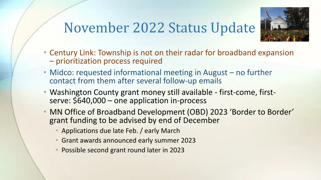 november 2022 status update