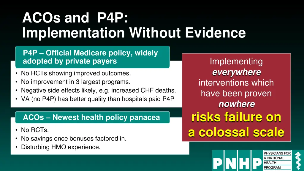 acos and p4p implementation without evidence