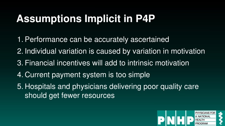 assumptions implicit in p4p