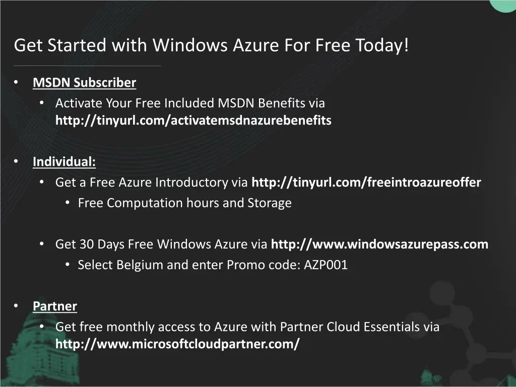 get started with windows azure for free today