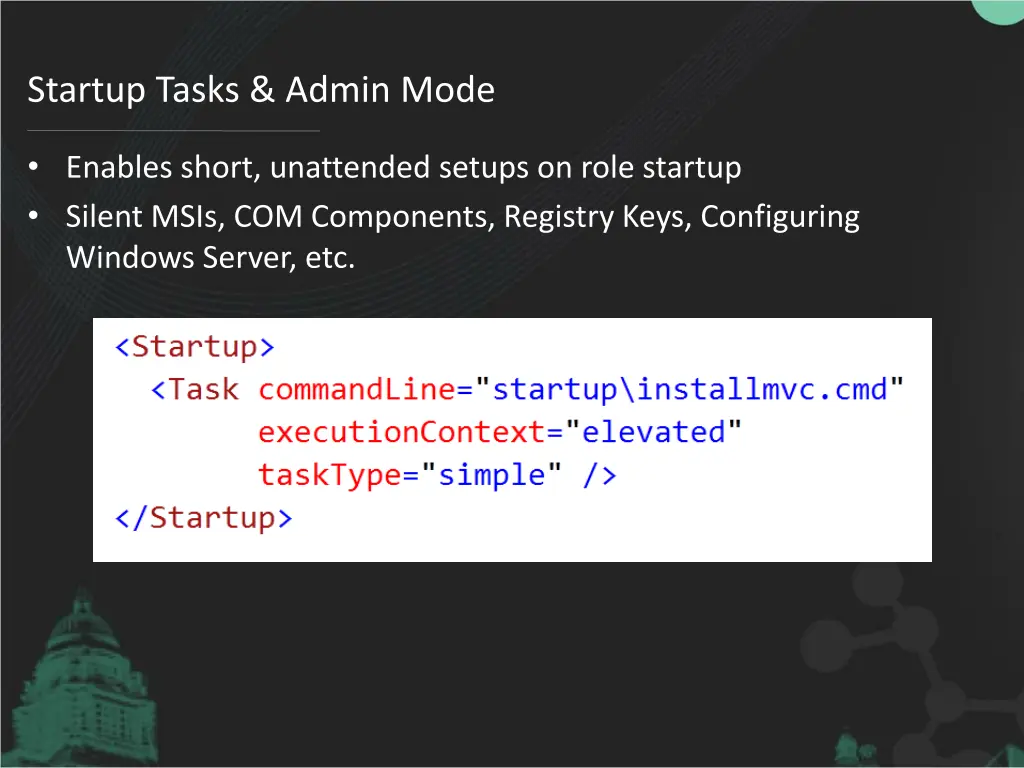 startup tasks admin mode