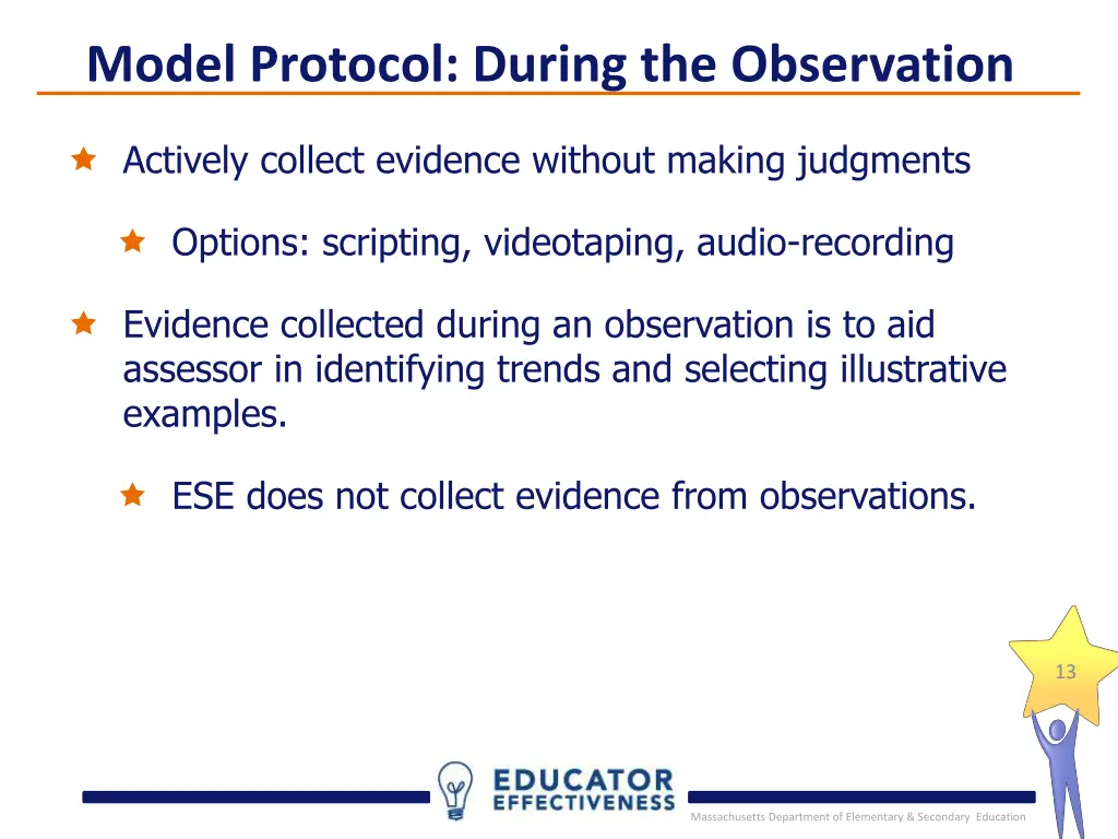 model protocol during the observation