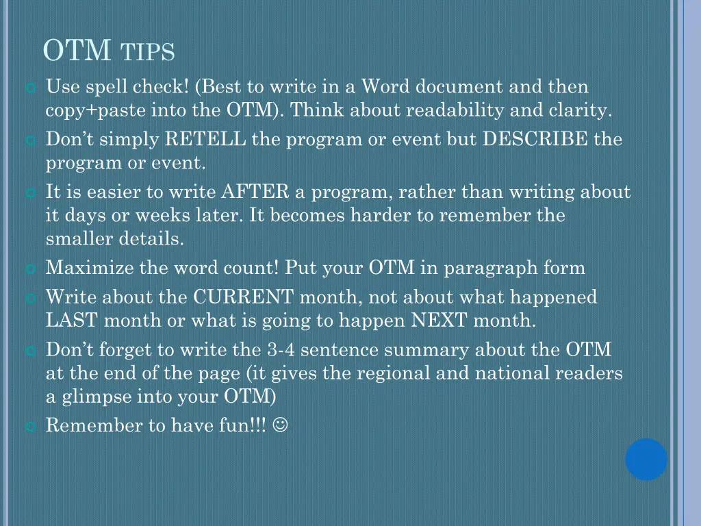 otm tips