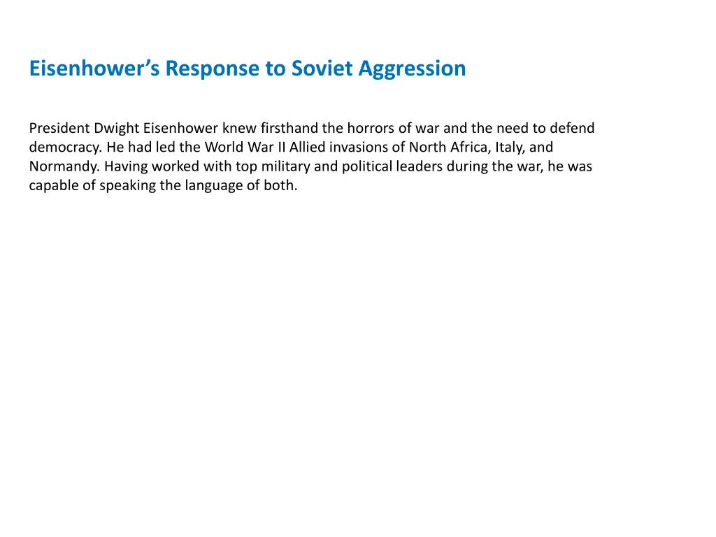 eisenhower s response to soviet aggression