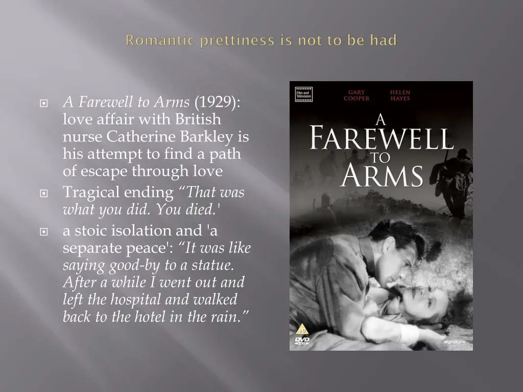 a farewell to arms 1929 love affair with british