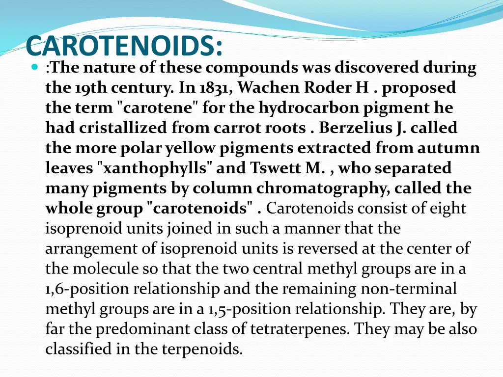 carotenoids the nature of these compounds