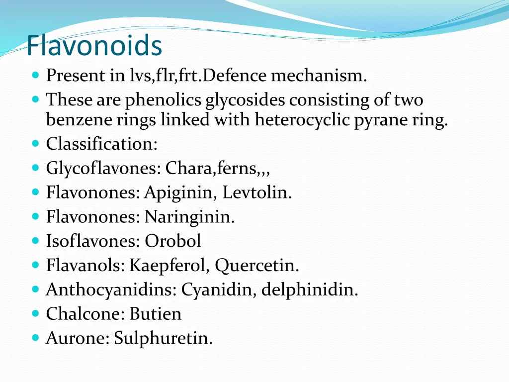 flavonoids present in lvs flr frt defence