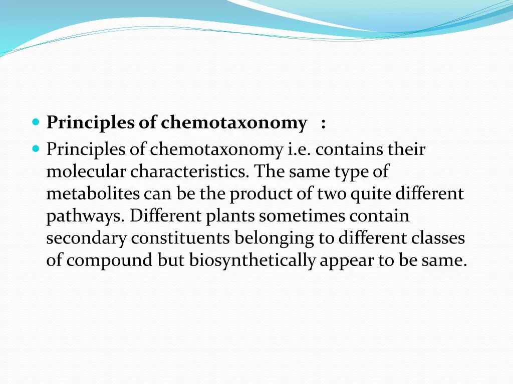 principles of chemotaxonomy principles