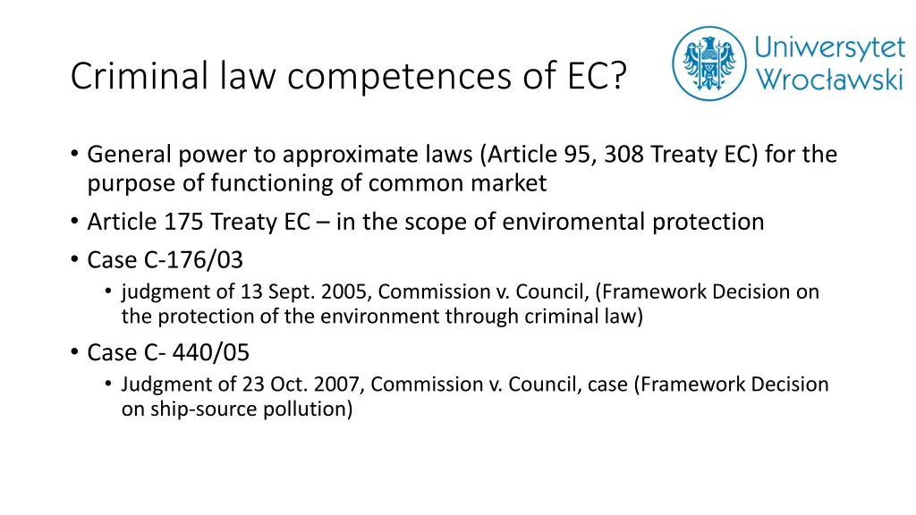 criminal law competences of ec