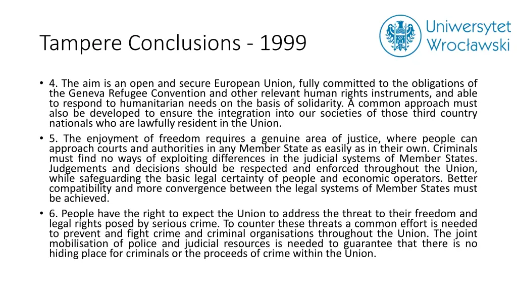 tampere conclusions 1999 2