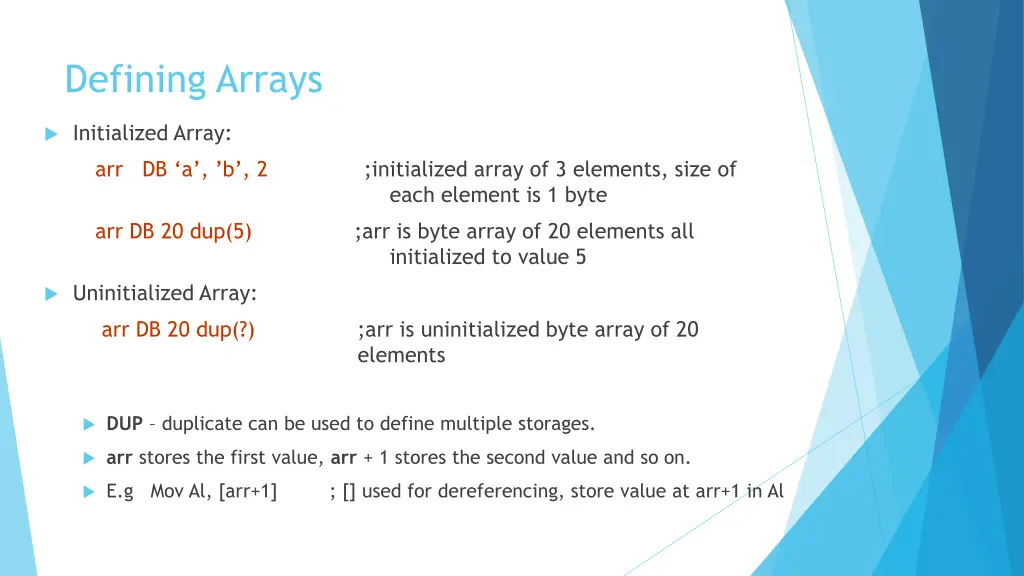 defining arrays