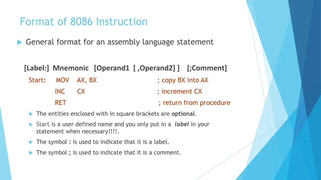 format of 8086 instruction