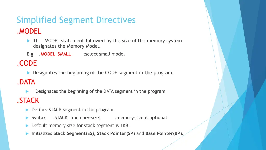 simplified segment directives model