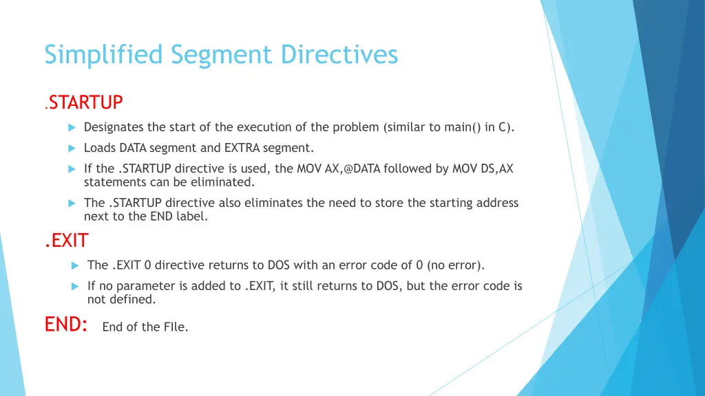 simplified segment directives